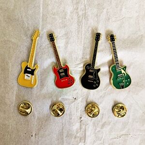 New Set of Rock n Roll Colorful Electric Guitar Enamel Pins Set of 4